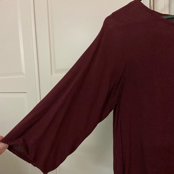 American Apparel Burgundy 3/4 Sleeve Mini Tunic Dress - Picture 3 of 4